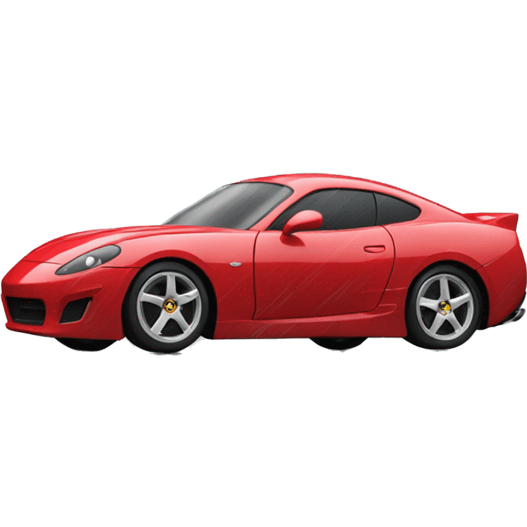 red sports car on road raining clouds emoji