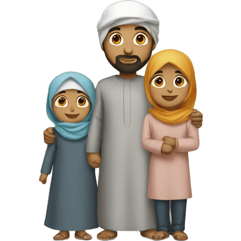 muslim family three kids emoji