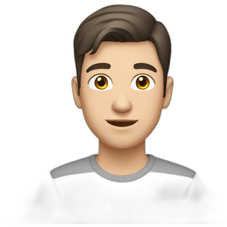 young caucasian male with darkbrown hair, shaved emoji