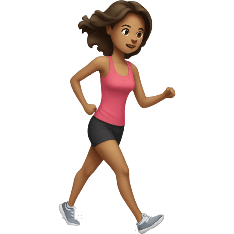 Brunette on a treadmill emoji