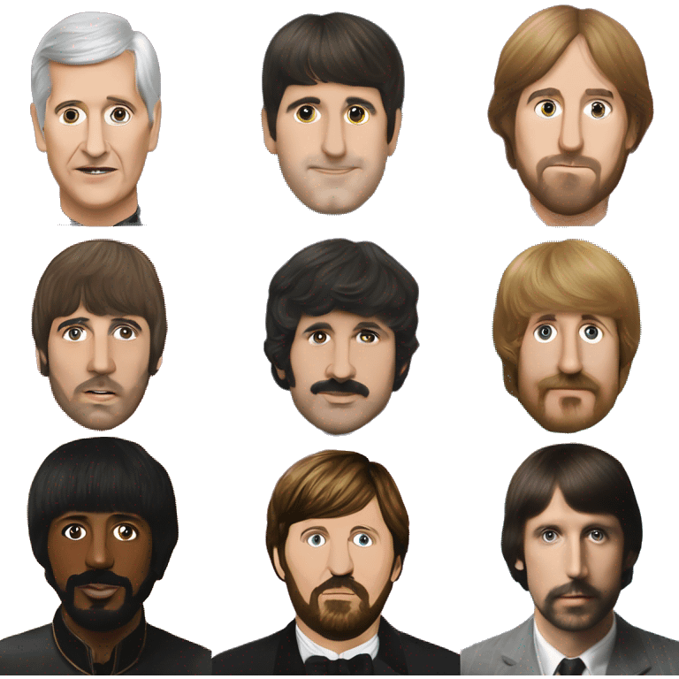 John Paul George Ringo Sgt pepper era heads emoji