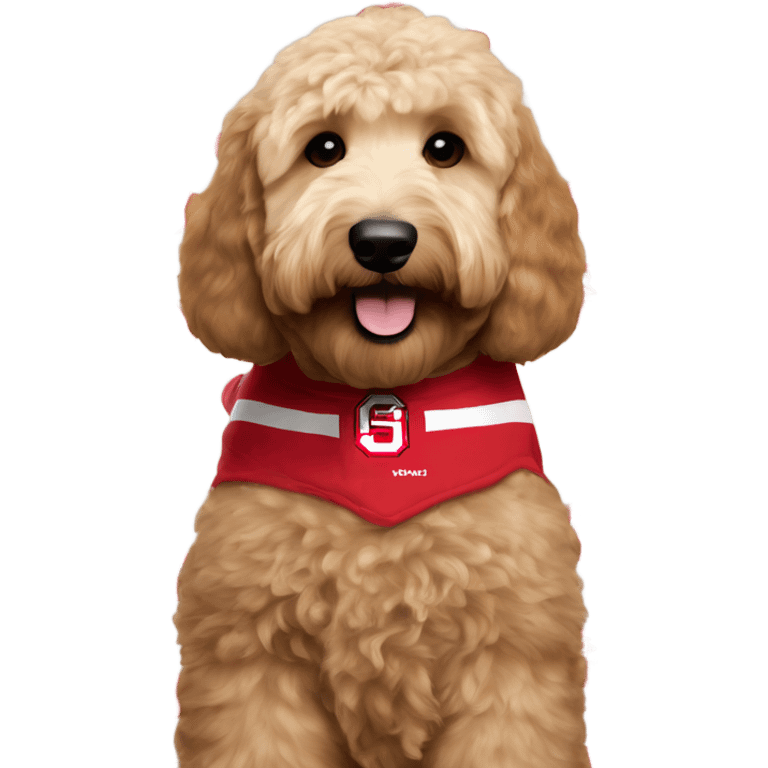 Goldendoodle in Ohio state jersey emoji