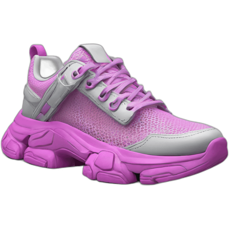 tech-loom bliss mesh pvc sneakers, surrealism, hyper aesthetic, hyper detailed, CGI, professional merchandise emoji