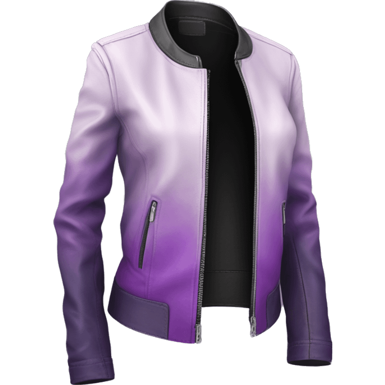 Realistic isolated side view of a light purple to dark purple ombre open leather fashion jacket. emoji