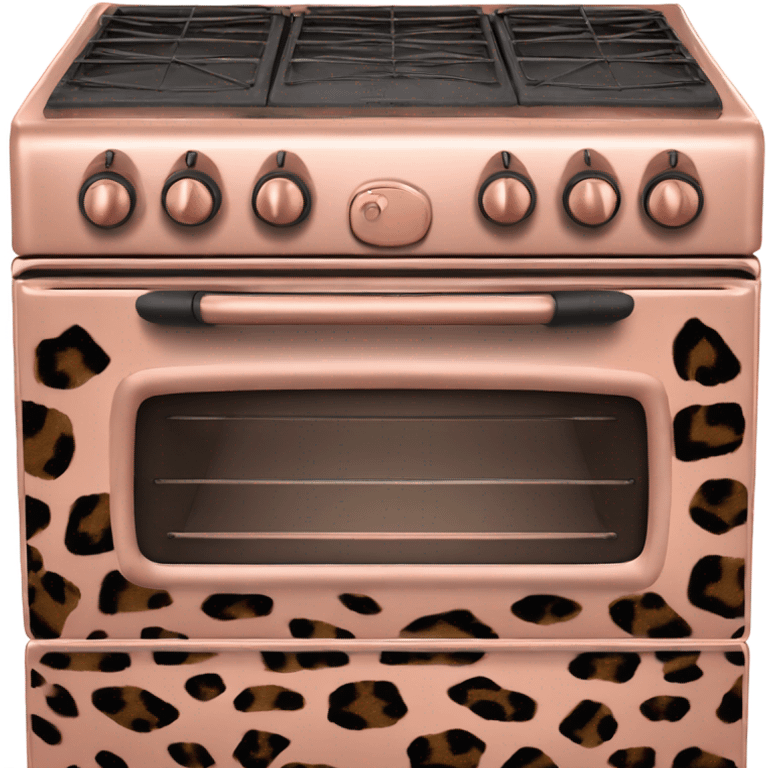 Realistic rose gold stove oven decorated in leopard print pattern. emoji