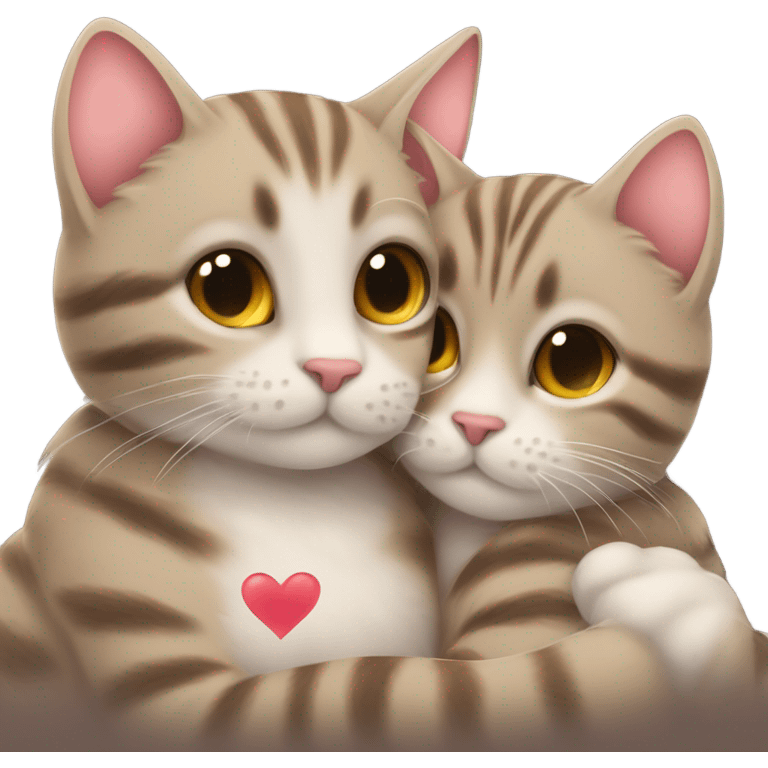 Cuddling tabby cats on Valentine’s Day  emoji