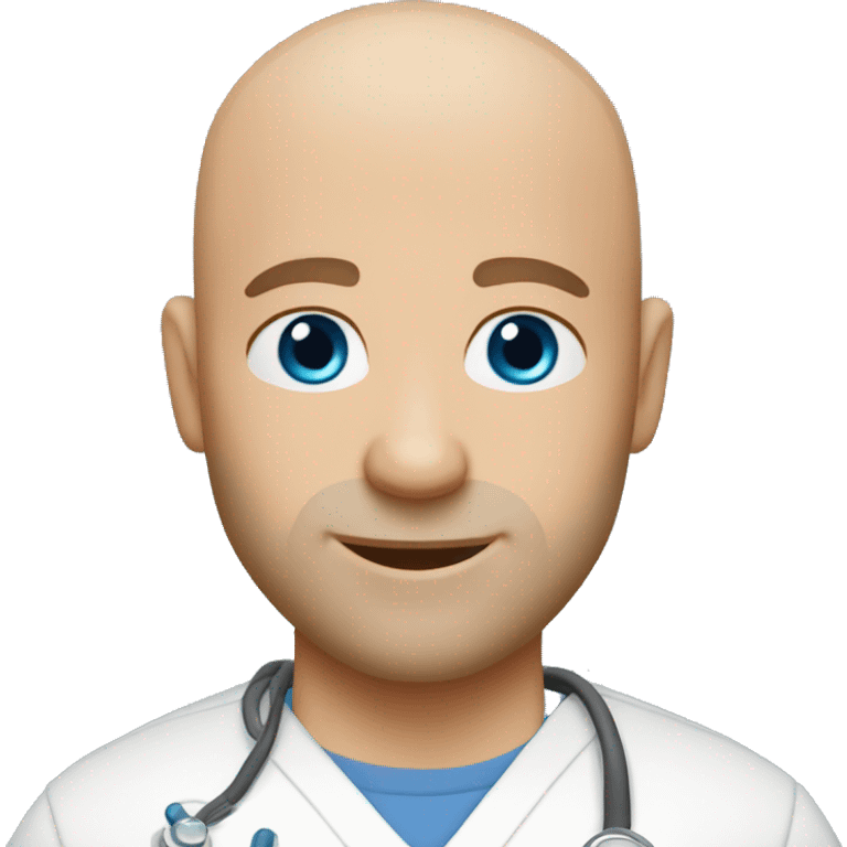 bald Physical therapy owner blue eyes and scruff emoji