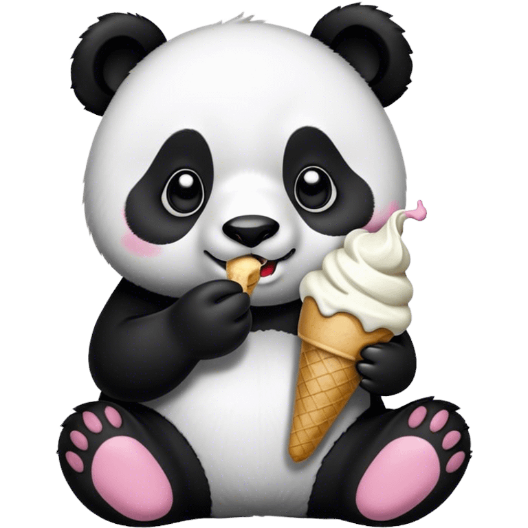 Panda eating ice cream emoji