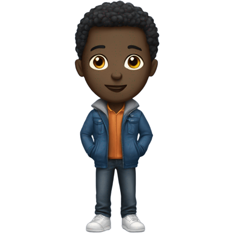 dark skinned boy in jacket emoji