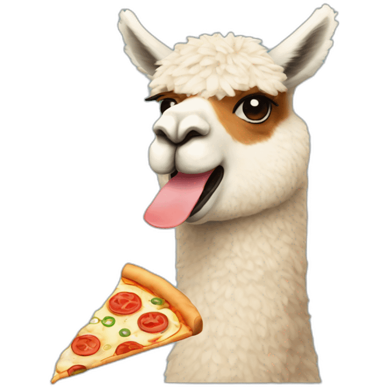 An alpaca eating pizza emoji