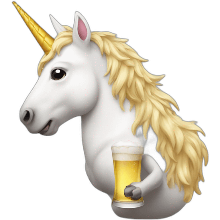 unicorn drinking a beer emoji