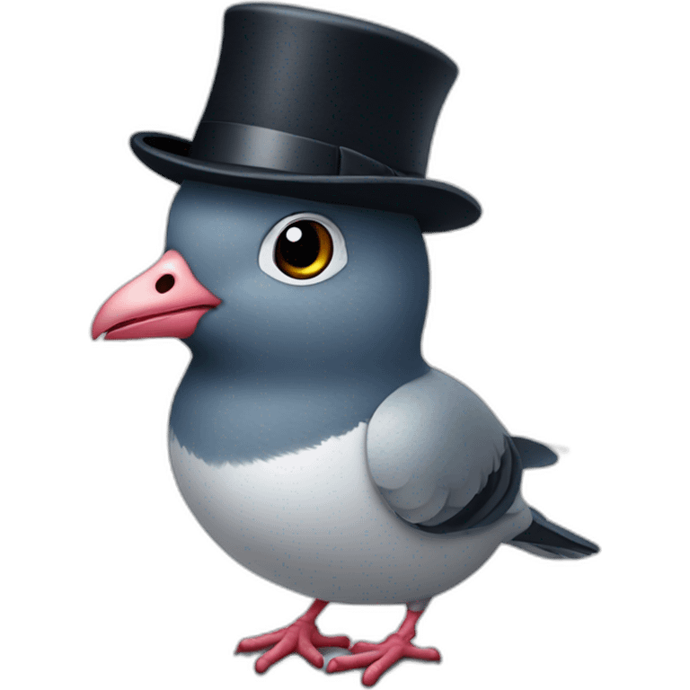 front facing pigeon wearing a bowler hat emoji