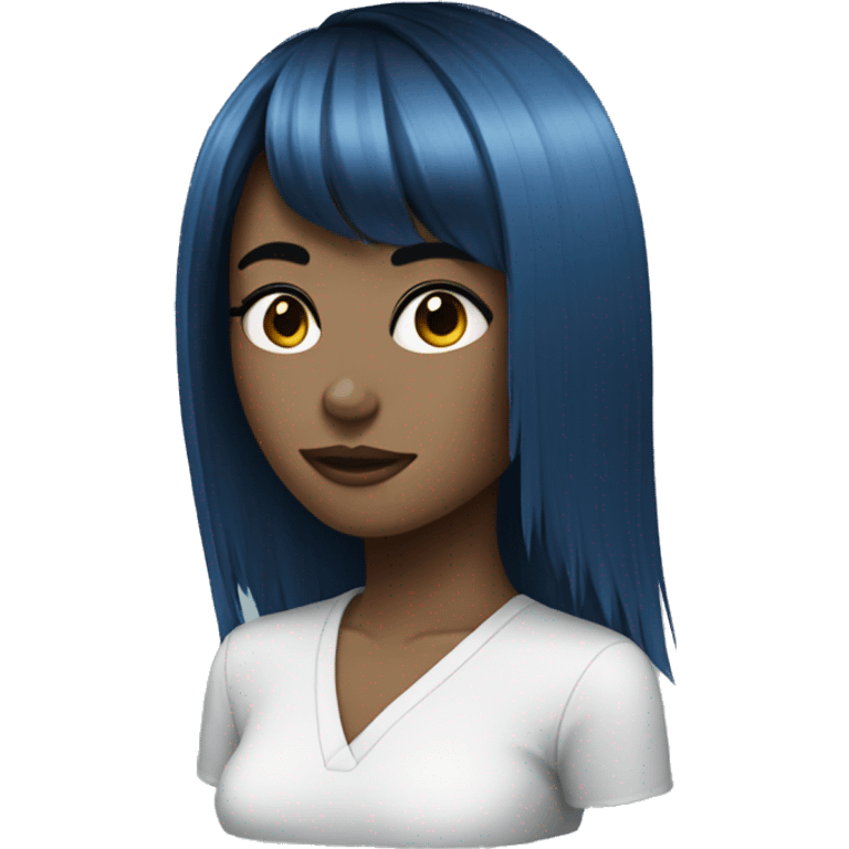 Blue bangs with black hair girl emoji