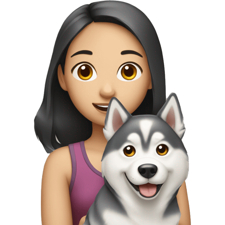 Asian Girl with husky dog emoji