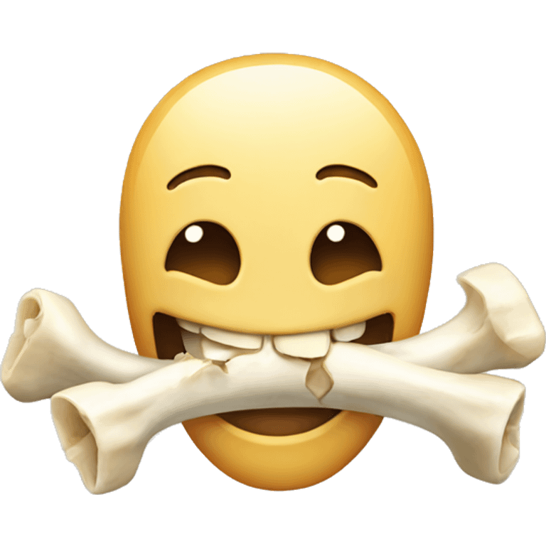 Smiling emoji with bone in its mouth emoji