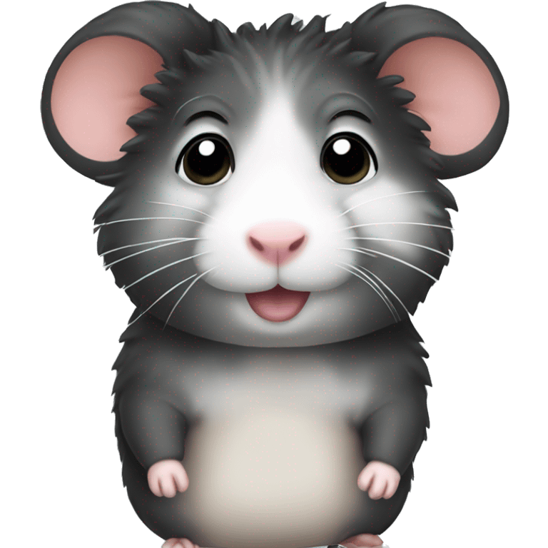 hamster with black curly hair emoji