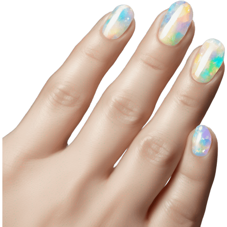 opal crystal painted nails emoji