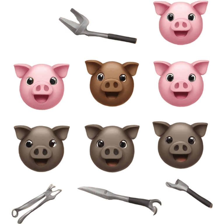 Pack of pigs with tools emoji