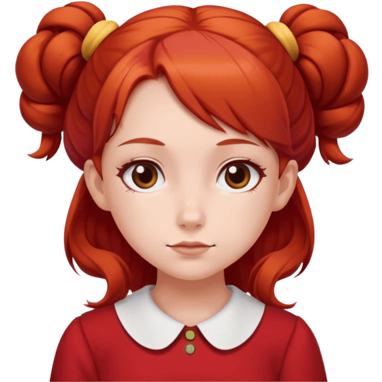 school girl with  2 bunns bow red hair  in red dress  emoji