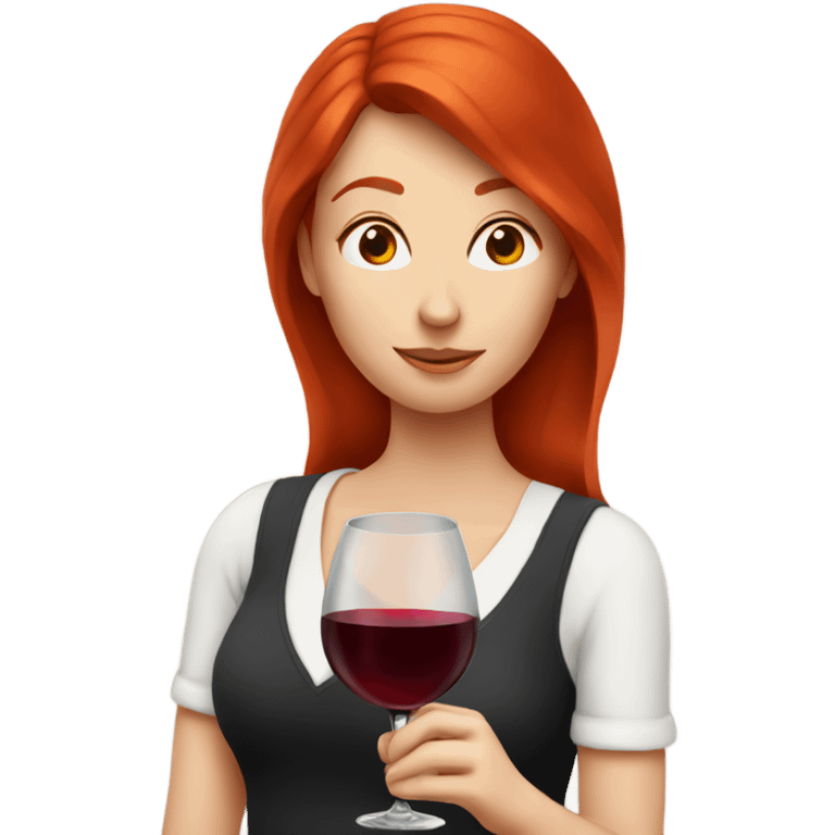 red head drinking wine emoji