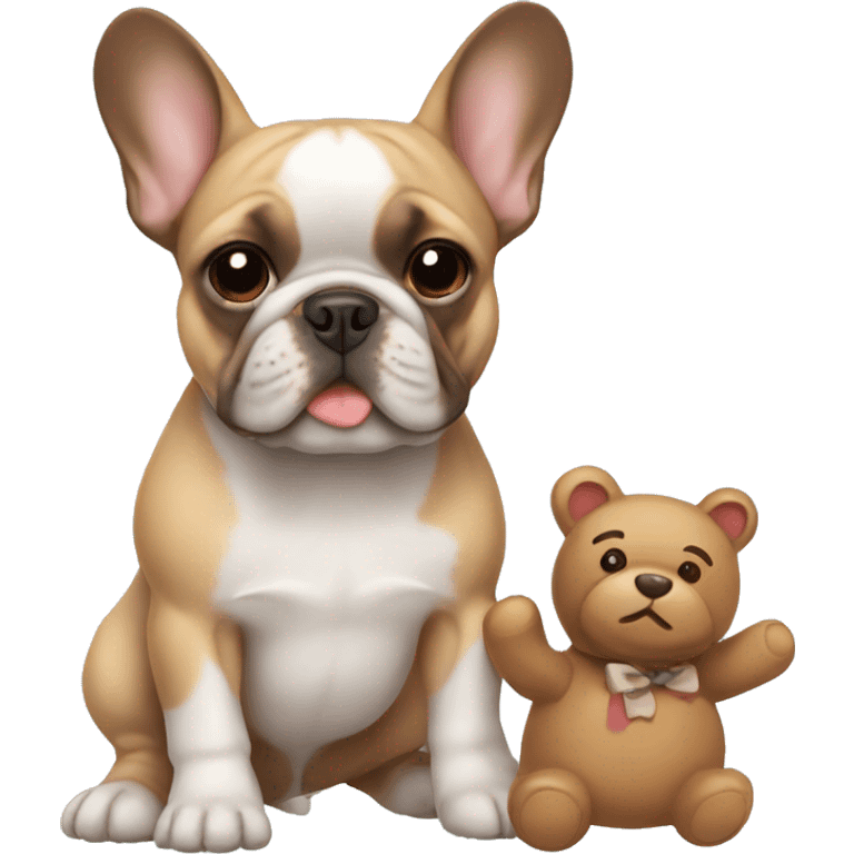 frenchie with a teddy bear emoji