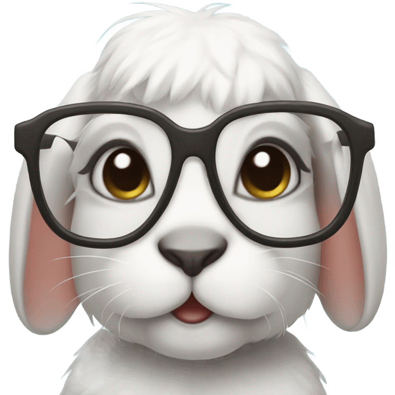 Rabbit with glasses, cute emoji