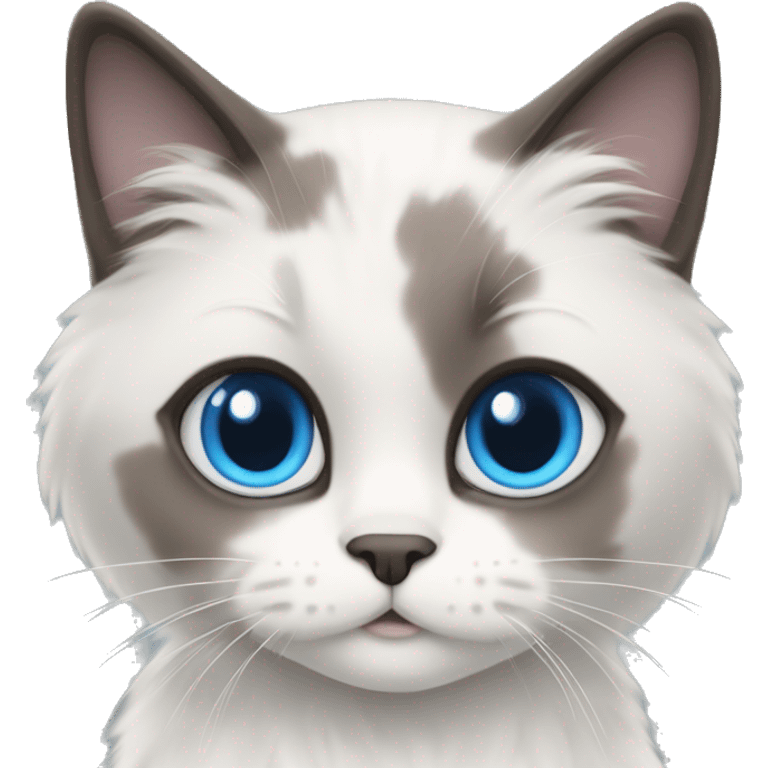 blue eyed bicolor ragdoll cat girl emoji