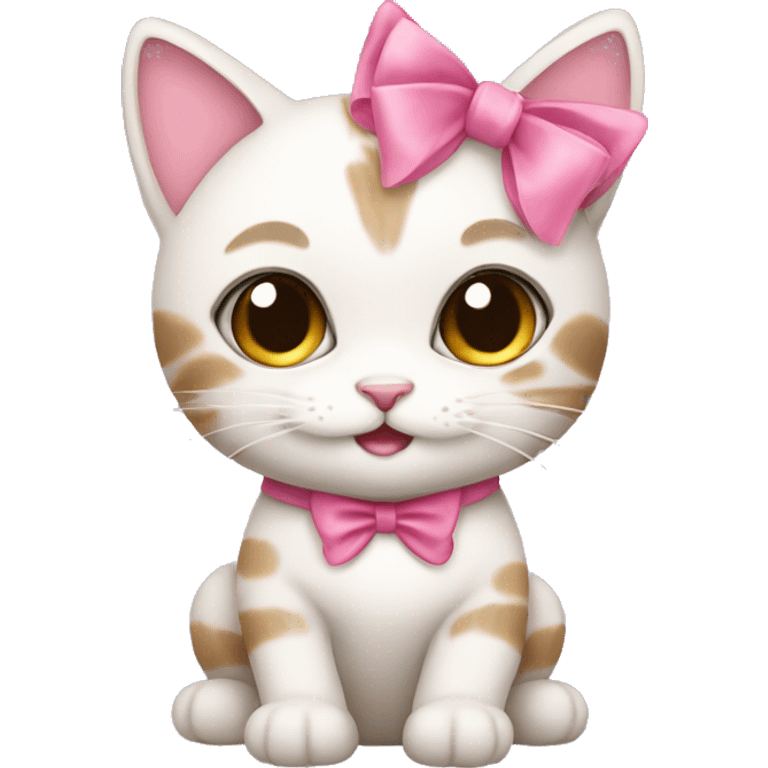 cute girly cat with pink bow  emoji