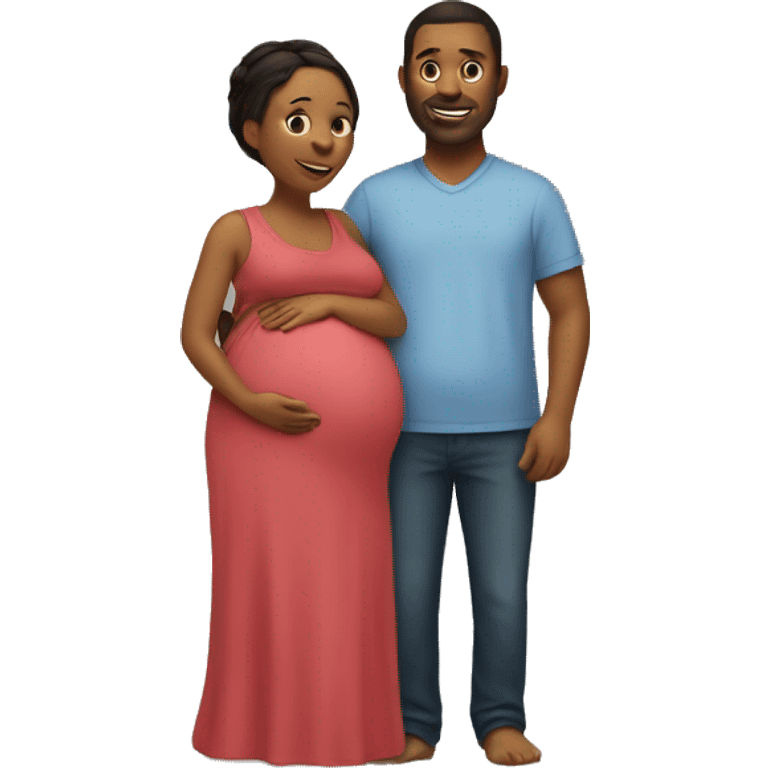 A pregnant woman with her husband  emoji