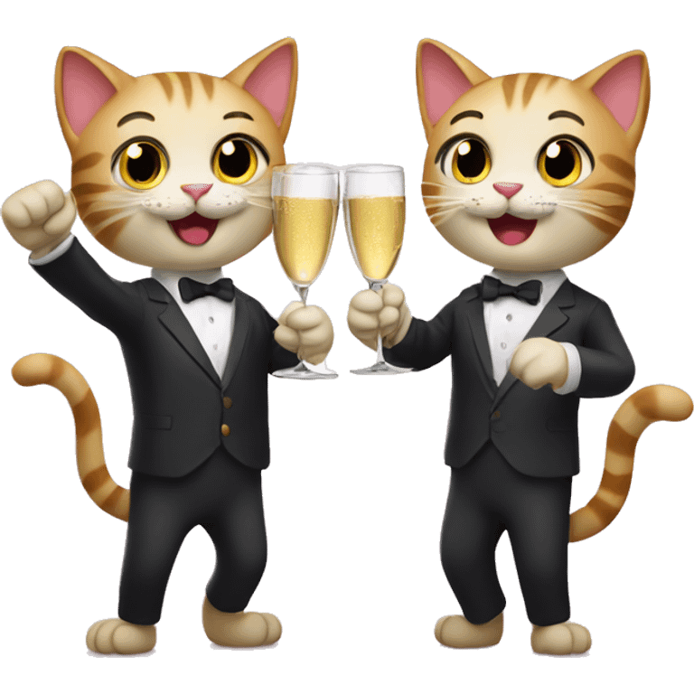 two cats cheers champagne emoji