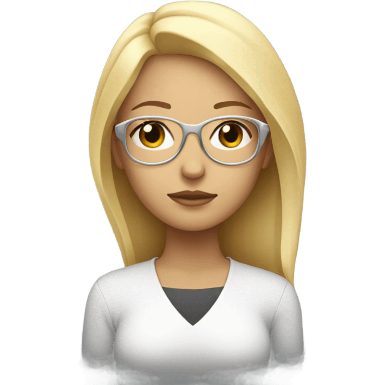 blonde girl in silver glasses with closed eyes meditating  emoji