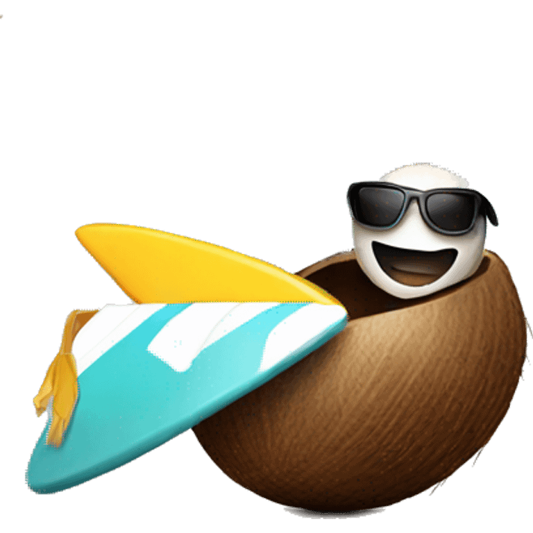 Coconut with sunglasses surfing emoji