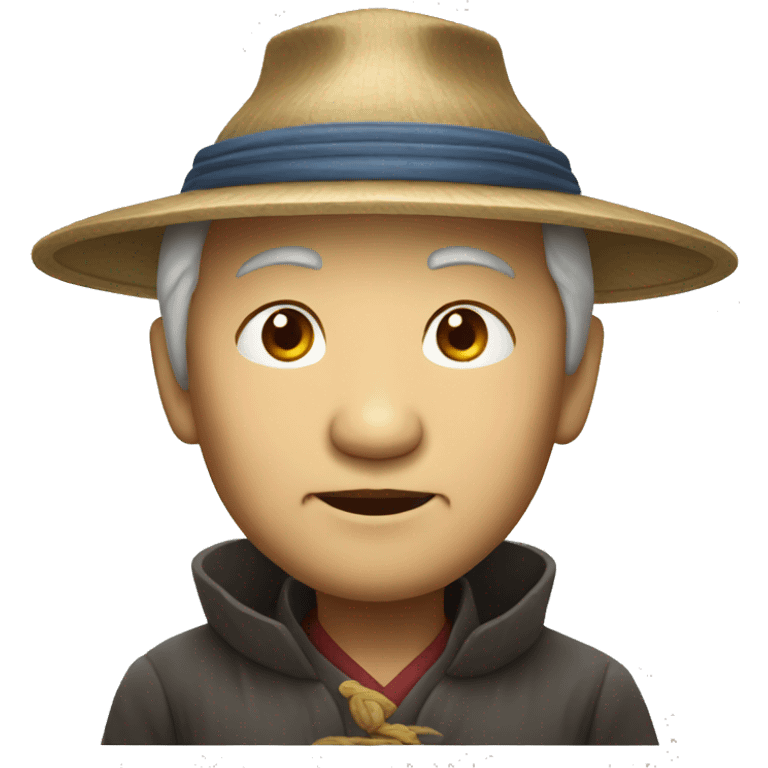 Old Chinese man with traditional Chinese hat emoji