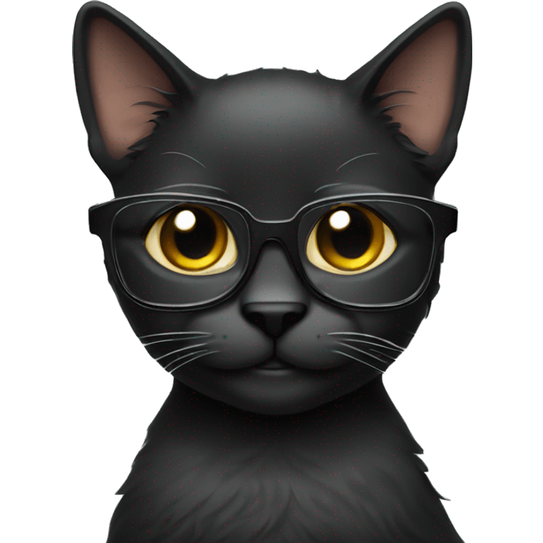 Schwarze Katze mit Brille emoji