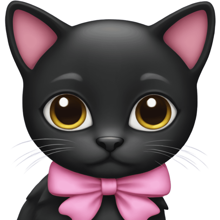 black cat wearing a pink bow emoji