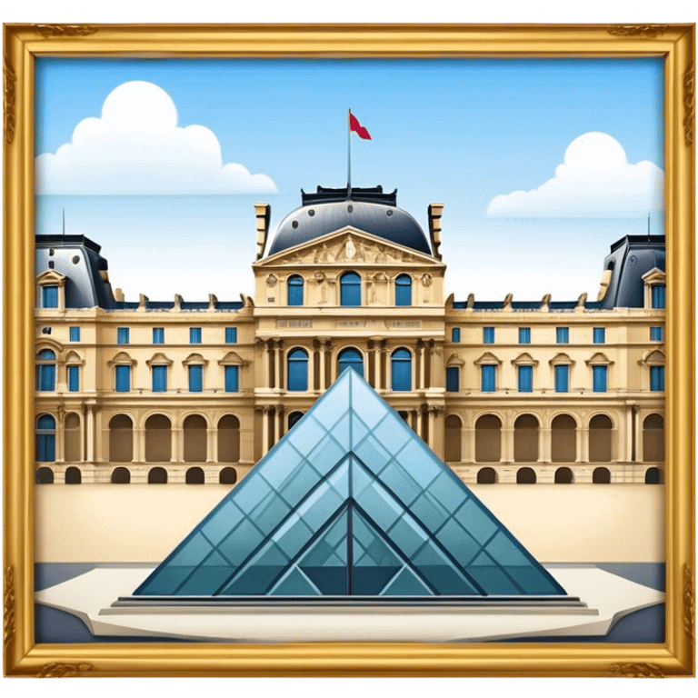 Louvre Museum Landmark Emoji – Showing the glass pyramid entrance with the historic palace in the background. emoji