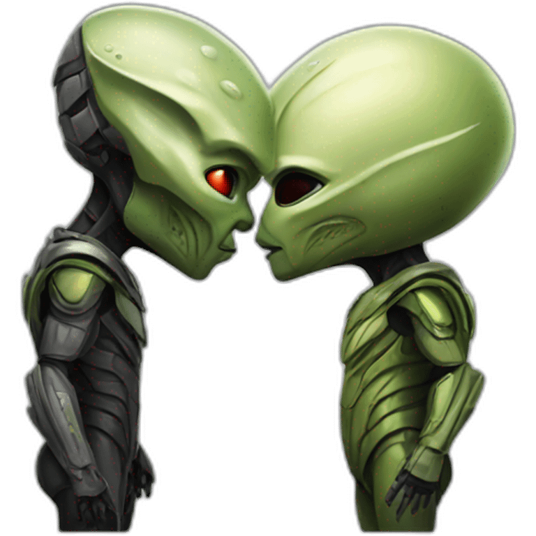 predator is kissing alien emoji