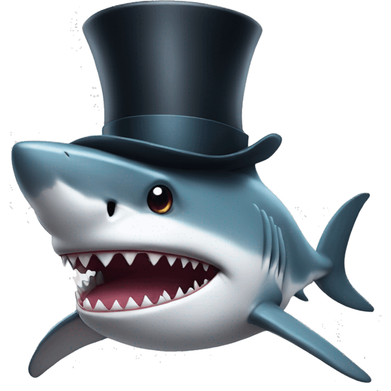 Shark with a top hat emoji