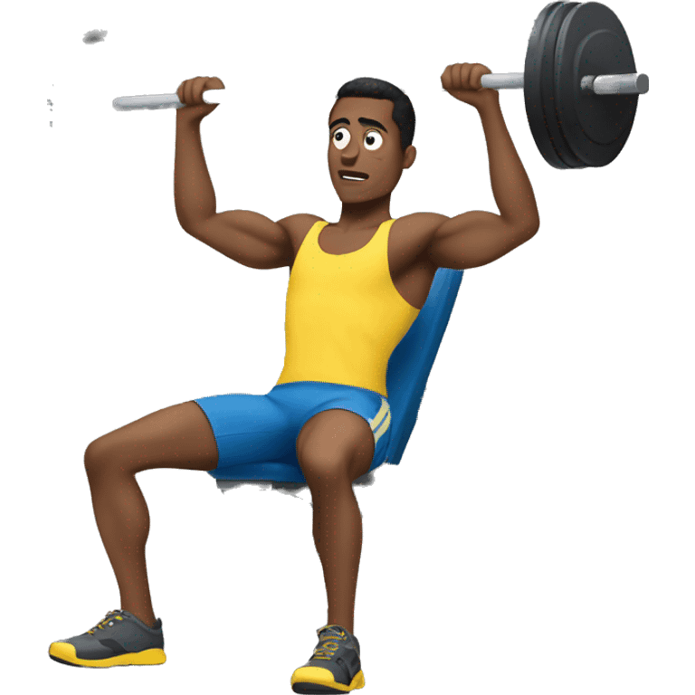 Skinny man bench pressing  emoji