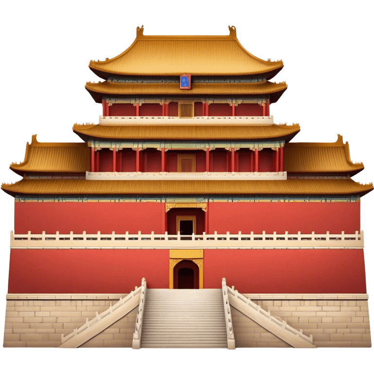 Cinematic Realistic Forbidden City Landmark Emoji, showcasing the imperial palace with iconic red walls and golden roofs rendered with rich textures and regal lighting. emoji