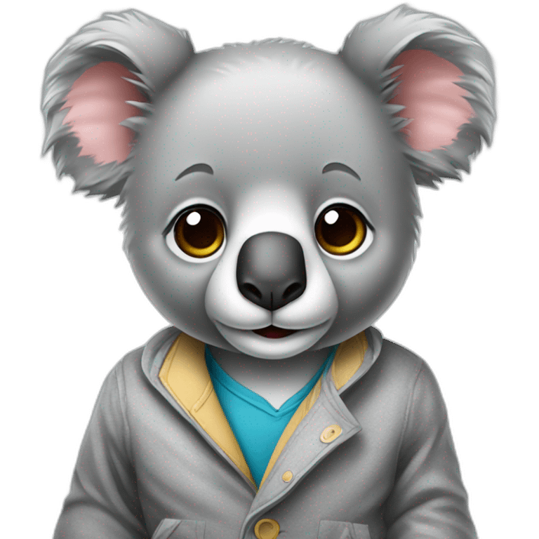 smart lean math cute koala man wearing cloth emoji