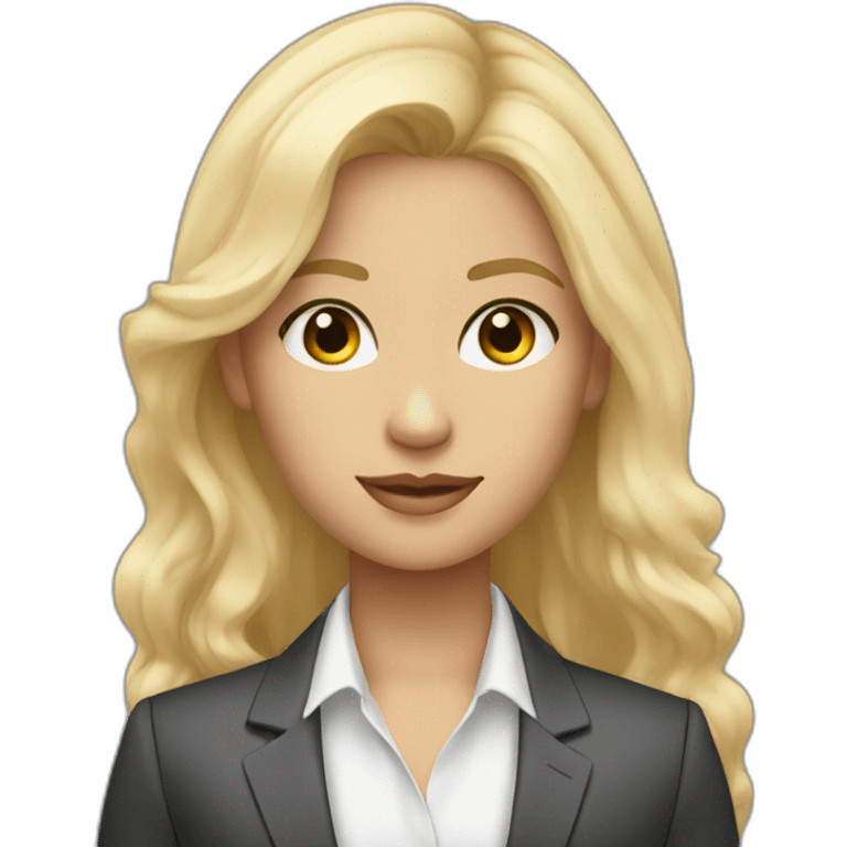 a young influencer with blonde hair and light eyes in a business suit emoji