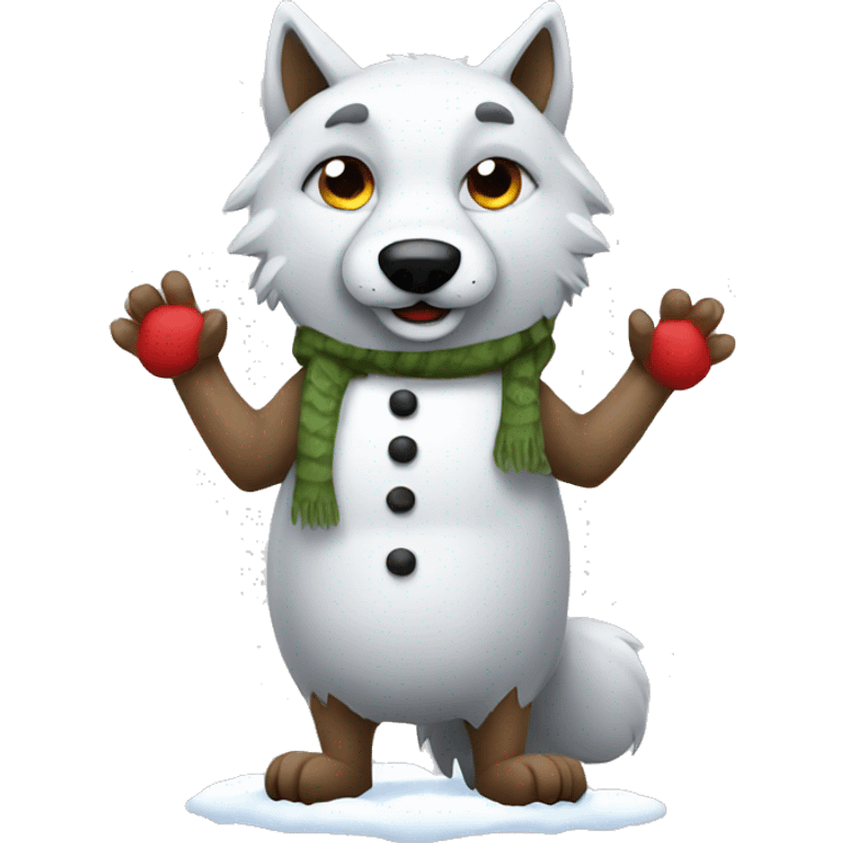 wolf making a snowman emoji