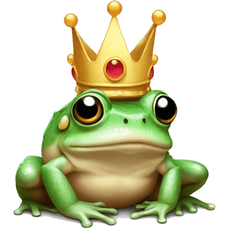 Round desert rain Frog wearing a crown emoji