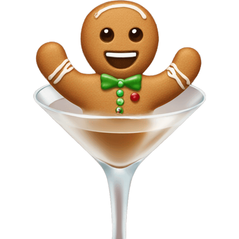 Tiny Gingerbread man in a gingerbread martini emoji