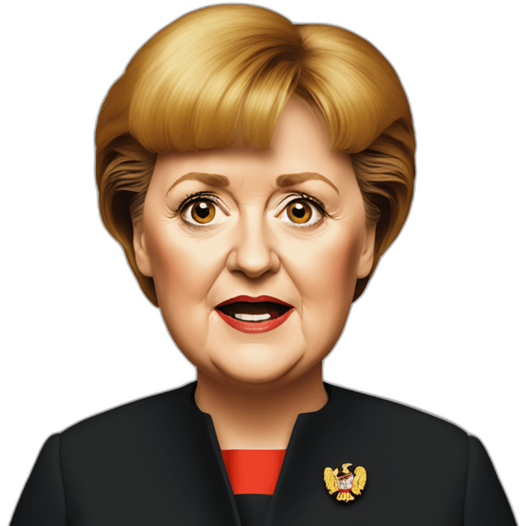 Hyperrealist angela merkel eat bigmac emoji