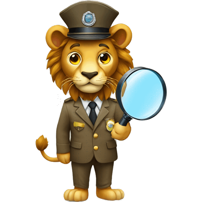 lion inspector with magnifying glass in different colours emoji