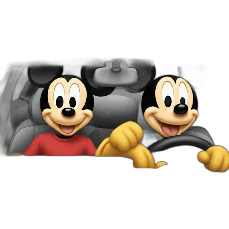 mickey and donald driving emoji