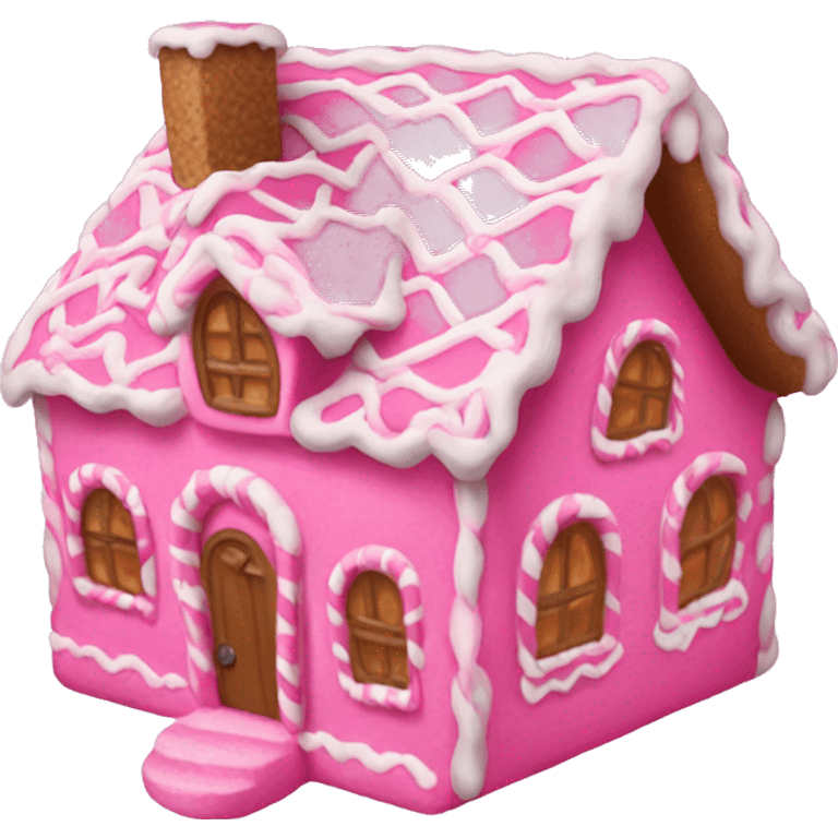 Pink gingerbread house emoji