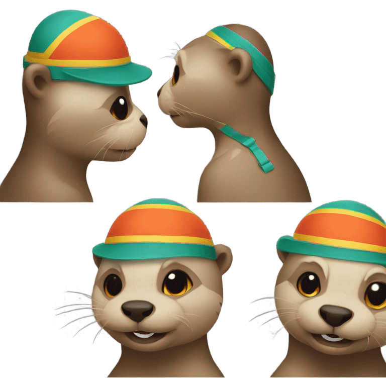 Otter with wrestling headgear emoji